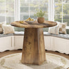 Round Dining Table for 2-4, 80cm Farmhouse Small Kitchen Dinner Table with Base