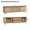 TV Stand Cabinet 170 cm TV Unit With Solid Wood Slide Doors and Rattan Drawers