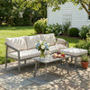 3 Piece Garden Dining Set, 3 Seater Outdoor Patio Furniture, Grey