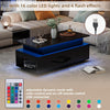 Lift Top LED Coffee Table High Gloss Black Glass Sofa Side Living Room