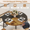 118cm Round Kitchen Table & 4 Stools with Wooden Tabletop Brown