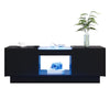 MODERN LED COFFEE TABLE WITH 2 DRAWERS STORAGE BLACK FOR LIVING ROOM