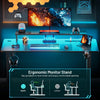Gaming Desk with LED Lights & Power Outlets, Computer Desk with Monitor Sta