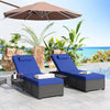 2 Pack Rattan Sun Lounger Garden Recliner with Adjustable Backrest with Cushion