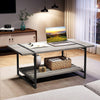 2-Tier Farmhouse41''Large Wood Coffee Table,Storage Shelf Rectangle Center Table