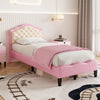 Single Bed Frame 3ft PU Leather Upholstered Bed with Adjustable Headboard Pink