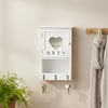 White Wooden 9 Key Wall Mounted Box Cabinet Heart Keyhole Holder