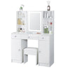 Dressing Table with LED Mirror Drawers Vanity Table Makeup Desk Stool Set White