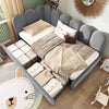 Plush Velvet Upholstered Daybed 3ft Single Sofa Bed with Storage Drawers, Grey