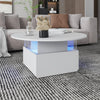 Coffee Table with LED Lights Wood 2 Drawers Storage Center Table for Living Room