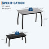 3Pcs Dining Table Set for 4, Kitchen Table w/Metal Frame & 2 Upholstered Benches
