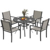 5 Piece Garden Furniture Set, Outdoor Dining Set w/ 4 Stackable Chairs Dark Grey