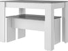 4 Seater Dining Table With 2 Benches, 3 Piece Set, Space-Saving Dining Room Furn