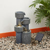 Stone Effect Fountain Solar Power LED Light Patio Water Feature Statues Outdoor
