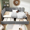 Plush Velvet Upholstered Daybed 3ft Single Sofa Bed with Storage Drawers, Grey