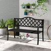 128CM Patio Bench Slatted Metal Garden Bench for 2-3 People Black