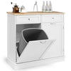 Kitchen Tilt-Out Trash Cabinet with 2 Drawers and Adjustable Shelves-White