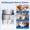 50" Dog Grooming Bath Tub 176lbs Load Capacity S-Trap Drainage Stainless Steel
