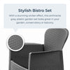 Patio Garden Bistro Set 3PC Rattan Outdoor Furniture Table & Chairs