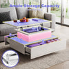 High Gloss LED Coffee Table With Hidden Storage Lift Top & 2 Drawers Furniture