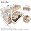 Children's Bunk Bed w/ Storage Stairs & Double Hydraulic Storage Lower Bed White