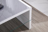 Coffee Table White High Gloss 2 Tier Grey Glass Top Designer Rectangle Home