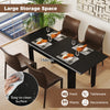 Extendable Dining Table Modern Kitchen Table w/ L-shaped Legs Black