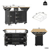 Kitchen Island on Wheels Rolling Storage Trolley with Extendable Worktop, Black