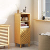 Slim Bathroom Cabinet with Bamboo Door and Legs, Narrow Bathroom Storage Cabinet