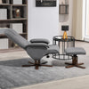 Linen-feel Fabric Recliner Chair with Ottoman and 360° Swivel, Grey