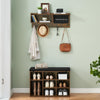 Hall Tree with Padded Seat, Coat Rack & 9 Storage Cubbies,Shoe Storage Bench