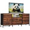 63in TV Stand with 8 Fabric Drawers & LED Lights, Storage Cabinet with Wood Top