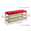 2-Tier Velvet Top Bamboo Gold Metal Shoe Rack Stand Shoe Storage Shelf Hallway