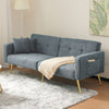 Sofa Bed Love Seat Sofa Settee Couch with Gold Metal Legs & Cushions Gray-blue