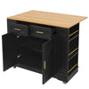 Rolling Kitchen Island on Wheels Storage Trolley w/ Large Cabinet Cupboard Black