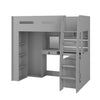 Grey High Sleeper Loft Bed with Desk and Wardrobe Carter