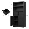 Bathroom Cabinet,51" Freestanding Storage Unit w/Doors&2-Drawer,White/Black/Gray