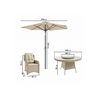 6 Seater Beige Round Rattan Garden Dining Set with Lazy Susan Built-in Ic FTR260