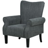 Upholstered Modern Accent Chair, Armchair with Wood Legs, Grey