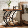 Industrial C-Space End Table, 3-Tier Narrow Small Side Table for Small Spaces