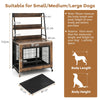 Dog Crate Furniture Industrial Dog Kennel with Storage Shelves-Brown
