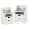 Modern Storage Dresser 2-Drawer Bedside Table with Open Shelf-White