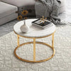 Round Coffee Table Set of 2 Stacking Side End Table Nesting Tables Marble Effect