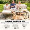 3 Piece Garden Dining Set, 3 Seater Outdoor Patio Furniture, Grey