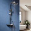 Square Thermostatic Shower Mixer Gunmetal Grey Rainfall Handset Knob Control