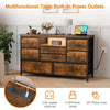 TV Stand with LED Light for 32-50" TVs, Media Console Table w/ 8 Drawers Bedroom