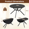Folding Dining Table 120cm Extendable Round Kitchen Table-Black