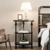 Round Side Table with Charging Station 3-Tiers Wooden Sofa Table Bedside Table