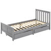 3ft Single Bed Wooden Solid Pine Kids Storage Bed Frame w/ 2 Drawers Grey 90x190