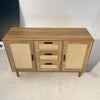 Rattan 2 Doors Sideboard Cabinet Home Storage Cupboard Buffet & 3 Drawers Unit